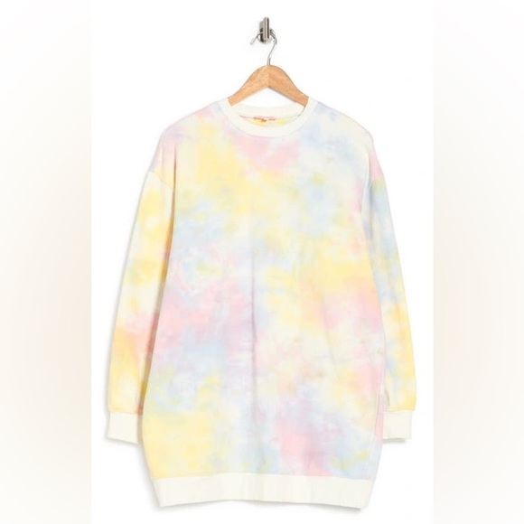 NWT re:named RE NAMED Rainbow Terry Sweatshirt Dress - Picture 3 of 3